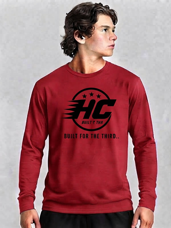 Red T-Shirt Hoodie – Black Print
